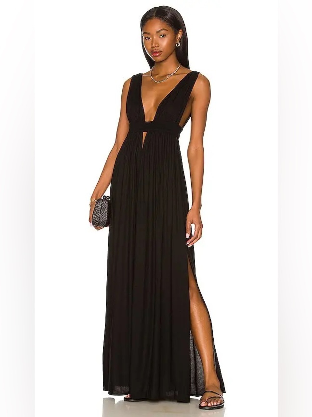INDAH Anjeli Empire Maxi Dress in Black